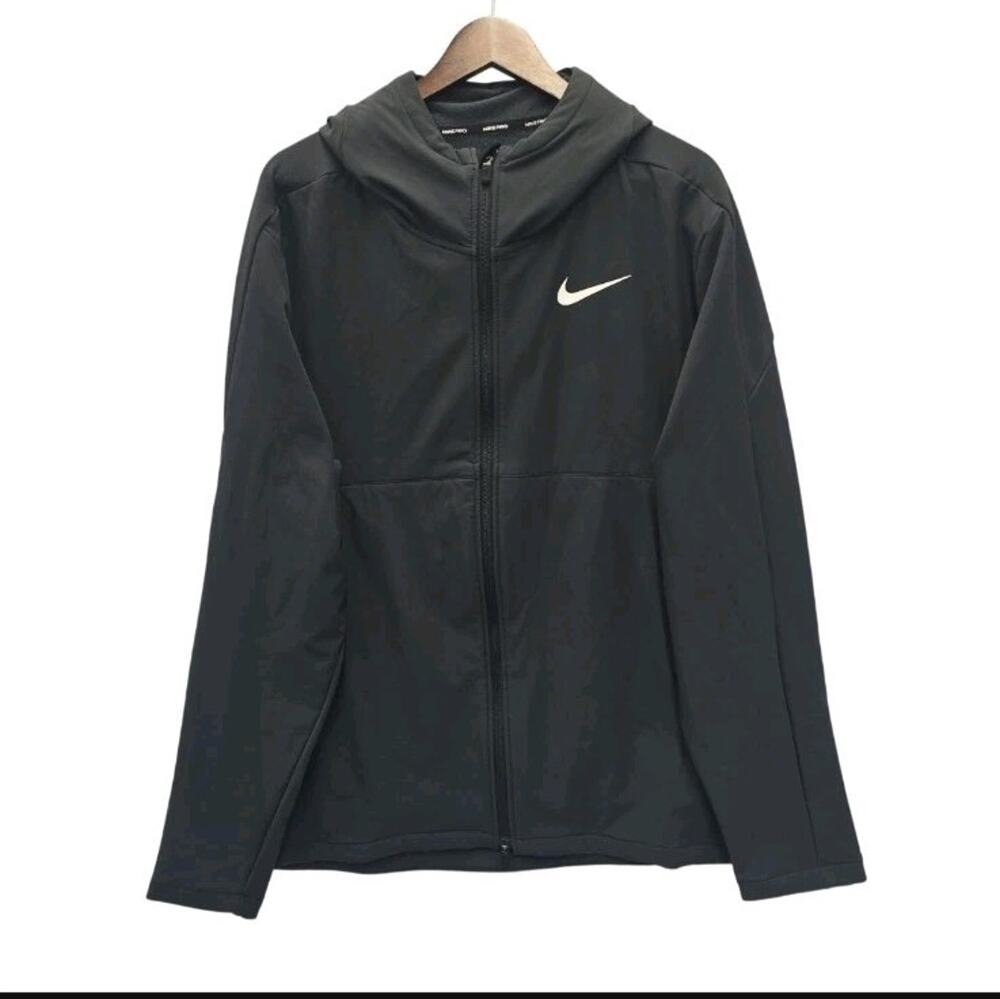 Nike Pro Winterized Hooded Jacket Men's Size 2XL Full Zip Dark Gray Fleece